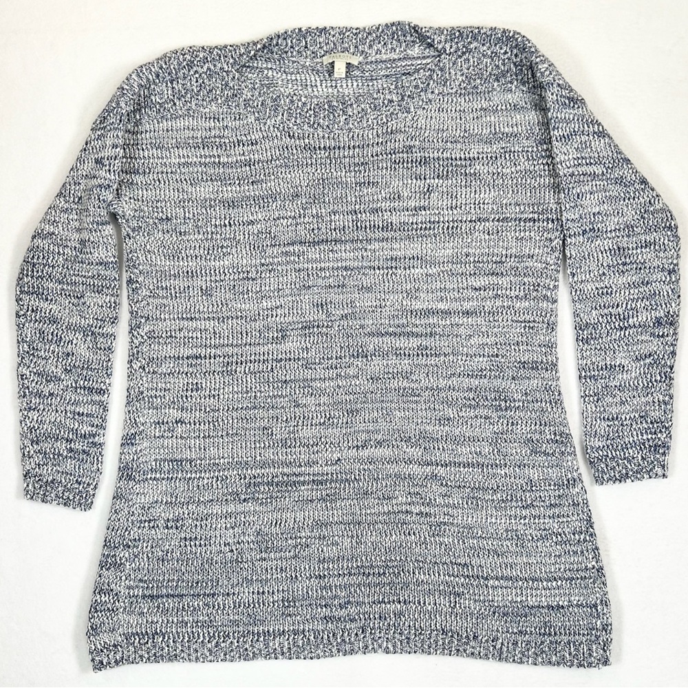 TALBOTS Petites Women's Marled Grey Knit 3/4‎ Sleeve Sweater Fall Cozy Size P